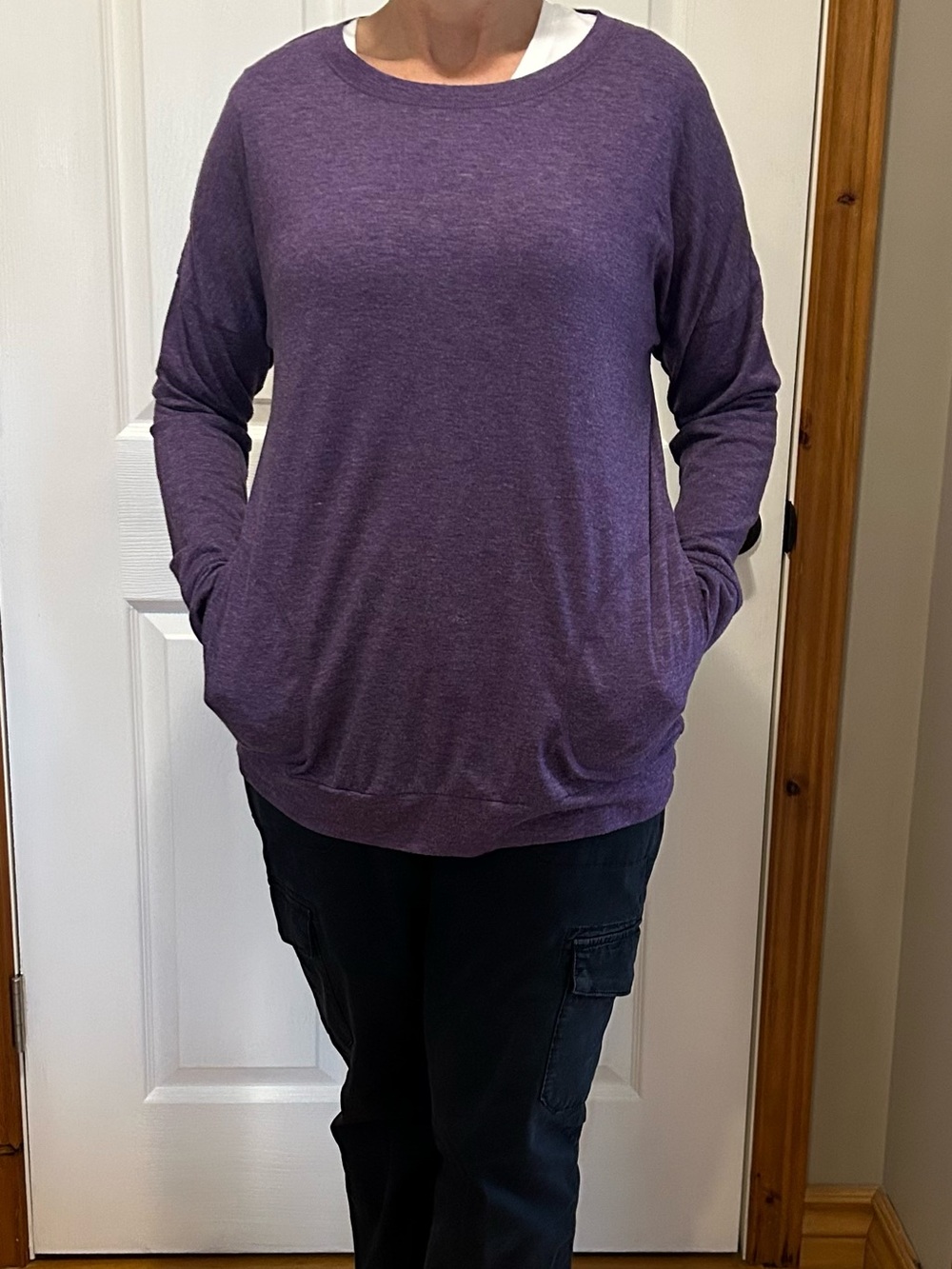 Amazon Basics Women's Purple Long-Sleeve Pullover Top